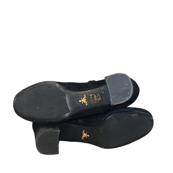 Prada Black Suede Leather Block Heel Rounded Toe‎ Boots Booties Size 9 - Picture 6 of 10